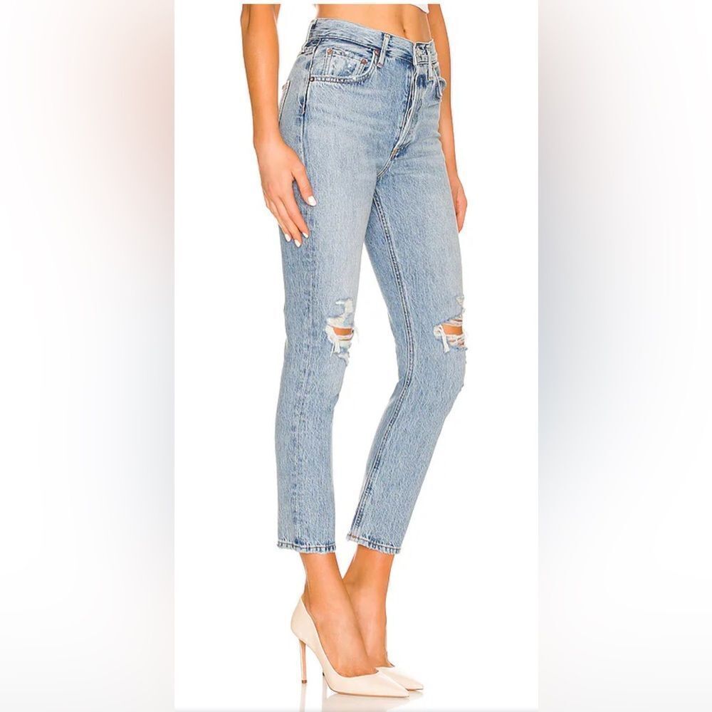 Agolde Riley high rise straight distressed crop Jeans 25 - Picture 3 of 10